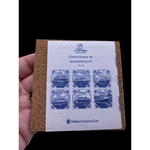 Holland America Line Eurodam & Nieuw Amsterdam Tile Delft Style Blue & White - Picture 4 of 4